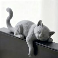 3D Printed Lazy Cat Monitor Edge Ornament Cute Creative Desktop Decor for Home Office Cat Lover Birthday Gift
