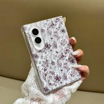 Luxury Ins Korean Flowers Butterfly Transparent Case for Samsung Galaxy Z Fold 8 Ultra Fold8Wide Fold 7 6 5 4 Cute Clear Cover Galaxy Z Fold 8 Ultra white