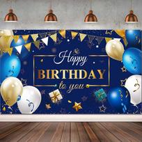 Sumind Happy Birthday Backdrop Banner for Men 59x51.1inch/150*130cm white