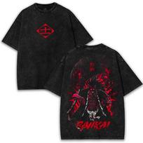Manga BLEACH Zaraki Kenpachi Graphic T-shirt Vintage Washed Oversized T Shirt Men Women Clothing Pure Cotton Short Sleeve Tees XL