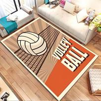 Retro Volleyball Design with Net  Patterned carpet, non slip mat suitable for living room and bedroom sofas 80x120cm( 31x47in) beige