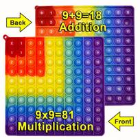 9x9 9+9 daugybos pridėjimo matematikos mokymosi stumdomi burbuliukai pop žaislai, vaivorykštiniai stačiakampiai mokomieji žaislai vaikams red