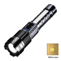 Avarinis LED žibintuvėlis Atsparus vandeniui 18650 fakelas Su šoniniu žibintu 7 režimai Kempingo žvejybos žibintas USB įkraunamas priartinamas žibintas White Laser-1PC