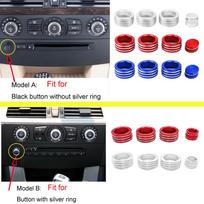 Car Center Console Air Conditioning Volume Control Knob Button Ring Cover Frame Sticker Fit For BMW 5 Series E60 E61 Model B -Silver gray