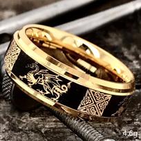 Wei Ya Pop Black Gold Two-Tone Pattern Men'S Business Ring Gold Plated no. 12 beige