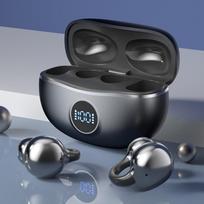 Clip on Headphones Open Ear Wireless Bluetooth 5.4 LED Display Earbuds with Mic,Noise Cancelling,Comfortable Sports Earphones violetinė