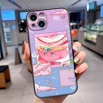 Animacinis mielas žaidimas Kirbys telefono dėklas matinio paviršiaus IPhone 15 Pro 14 Pro Max 13 11 12 Mini Xs X Xr 7 8 Plus Se galinis dangtelis iphoneXS beige