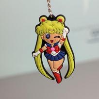 Anime Sailor Moon Keychain PVC Figure Car Key Ring Double Side Key Chain Fans Collection Key Holder Bag Pendant Decoration Gift yellow