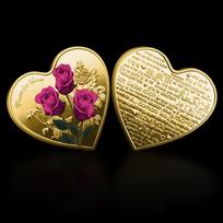 520 Love Honey Heart shaped Rose Love Commemorative Coin, Collection Gold Plated Heart Love Color Printed Marriage Coin 1 white