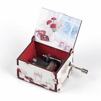 Love Series Artistic Hand-Crank Painted Wooden Music Box - Wedding Favor blue