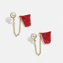 Creative Sports Stud Earrings for Women - Tennis Racket Basketball Golf Design, Small Cute Asymmetric Fashion Jewelry beige