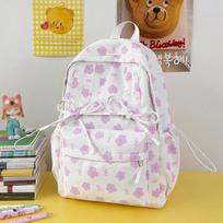 Schoolbag Junior high school girl Japanese polka dot flower backpack female student design cute girl small and medium backpack rožinė