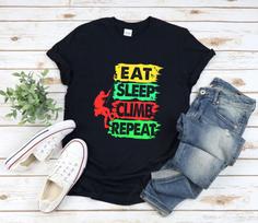 Rock Climbing and kids tshirt, Eat Sleep Climb Repeat, Funny Rock Climber and kids tshirt, Mountain Lover Gift, Rock Climbing Pun 150 black