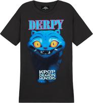 Derpy Blue Cat Graphic Kpop Demon Hunters T-shirt S blue