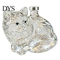 Kitten Shaped Whiskey Decanter Cute Whisky Decanter, High Borosilicate Glass Artistic Animal Wine Bottle for Sophisticated Gift Him Home Bar C gray