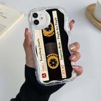 iPhone 12 13 14 15 Pro Max Infinix Hot 40 Realme C55 OPPO A17 telefono dėklai A19 originalus retro kasetės meno meno kreminio rašto minkštas dėklas OPPO Reno 7 LITE black