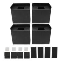 4 PCS 4in L Shaped Anti Vibration Pads Rectangular Non Slip Foot Pad Bed Risers for Washing Machine Sofa Furniture black