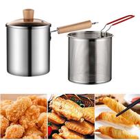 Deep Fry Pan Kitchen Frying Multipurpose with Handle Multifunction Kitchenware Pot for Home Pot with Basket gray