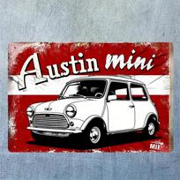 Vintažinis Austin Mini metalinis skardinis ženklas Retro automobilio dizainas su sendintu paviršiumi Puikiai tinka namų barui, kavinei, garažui dekoruoti Klasikinis A aluminum 20x30cm black