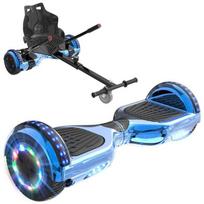 RCB Hoverboardas + Kartas 2-in-1 6,5 colio su Bluetooth ir LED – Reguliuojamas Kartingas – mėlynas/juodas – ideali dovana vaikams