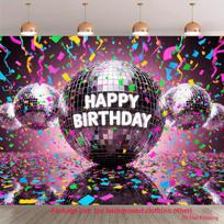 2D 70s Disco Birthday Backdrop with Colorful Confetti Studio Background 47.2x31.5inch/120*80cm white