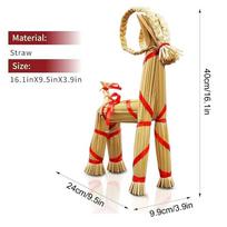 Scandinavian Christmas Straw Goat Christmas Decorative Ornaments Straw Goat Swedish Tradition Decor for Indoor Outdoor Living beige