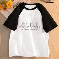 Short Sleeve Lovely Cat Funny T Shirts Manga Kids Children's T-shirt Boys Girls Summer Spring Casual Top Tee Shirt 110