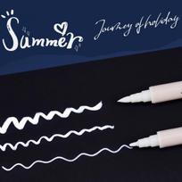 5Pcs White Acrylic Paint Pen Dual Tip Brush & Fine Point Waterproof Quick Dry for Stone Glass Canvas Art 5 pcs black