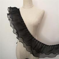 Double Layer Scalloped Edge Frill Ribbon Sheer Decorative Ribbon  Curtain Decoration