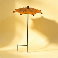 Umbrella Garden Stake Curved Canopy Decorative Speckled Finish Outdoor Decor for Flower beige