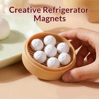3D Printing Plastic Realistic Bun Dumpling Fridge Magnet Miniature Food Diy Magnetic Sticker one size white