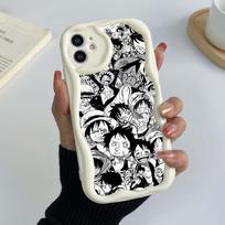 Samsung Galaxy A24 A14, skirtas iPhone 15 Xiaomi Poco X5 Redmi 13C Huawei Honor 90 telefonų dėklai A28 One Piece Luffy Anime išskirtinis kreminio rašto minkštas dėklas Realme V13 5G