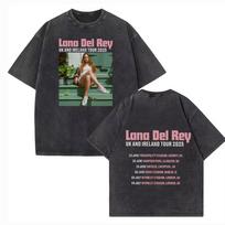 Lana Del Rey UK ir Airijos stadionų turo praplautas marškinėlis Vintage apvalia iškirpte trumpomis rankovėmis medvilniniai marškinėliai M gray