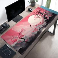 Cute Pink Sakura Tree and Full Moon Desk Mat Mousepad XL Lofi Desk Pad Extended Mouse Pad Oversized Deskmat Cute Desk Decor 800x400x2mm pink