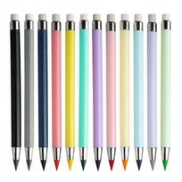 12Pcs Eternal Pencils HB, Inkless Magic Forever Pencils with Eraser, No Sharpen Unbreakable Technology Pastel Colors Set for Kids School Office 12pcs/set gray