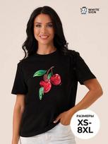 Oversized cotton T-shirt with  Cherry  print S black