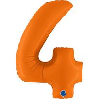 Foil Balloon Number 4, Matte Orange, 102Cm Grabo