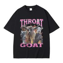 Funny Throat Goat Graphic Print T-shirt Male Fashion Oversized Streetwear Men Women Casual High Quality Pure Cotton Short Sleeve XL gray