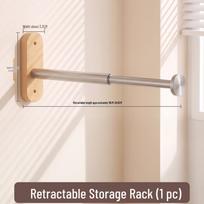 Walnut Extendable No-Drill Wall-Mounted Balcony Clothes Drying Rack & Indoor Hanger beige