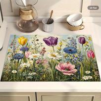 1Pcs Rubber Drying Mat With 2D High Quality Printed For Coffee Shop Restaurant Kitchen Carpet Tableware Durable Diatom Mud Table 40*50cm gray