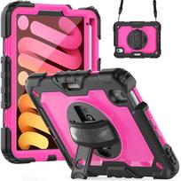 Case for iPad Mini 7 A17 Pro / Mini 6 8.3 with Screen Protector Pencil Holder 360 Rotating Hand Strap Shockproof Kids Cover For iPad Mini 7 6 gray