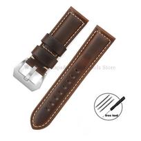 Verslo natūralios odos laikrodžio apyrankė Panerai, skirta Omega, plieninė sagtis, juoda ruda, vyriškas dirželis, aksesuarai 20mm 22mm 24mm 26mm 24mm&Black Buckle red