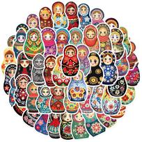52 Cartoon Russian Nesting Doll Graffiti Stickers Personalized Decorative Guitar Notebook Suitcase DIY Waterproof Stickers red