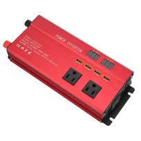 700W Car Power Inverter DC 12V 24V to AC  Converter Modified Sine Wave Dual LED Display 3  Sockets 4 USB Ports red