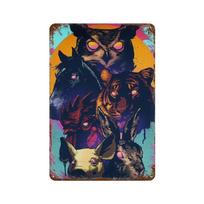 Hotline Miami Poster Hot Classic Adventure Game Posters and Metal Tin Sign Wall Art Plaque Decoration Man Cave Home Decor studio 20x30cm（7.8x11.8inch） blue