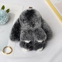 Rankų darbo minkštos zuikio pomponų pakabukai, pūkuoti zuikio raktų pakabukai, dirbtinio kailio raktų pakabuko pakabukai mergaitėms One Size gray