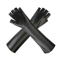 Breathable Long Fingerless Gloves Women’s Black Faux Leather Arm Warmer Dance Fitness Halloween Party Accessory 1 juoda