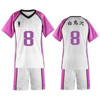 Haikyuu Shiratorizawa No.1 Volleyball Costume Fashionable Breathable Sports Suit 13,M white