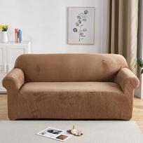 Aksominiai sofos užvalkalai svetainei Vienspalviai pliušiniai L formos kampiniai sofos užvalkalai Elastinė apsauga Storas užvalkalas 1/2/3/4 sėdimos vietos 1 Seater 90-140 cm gray