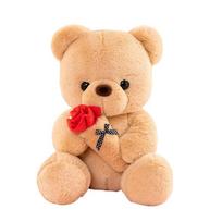 Cute Rose Bear Plush Toy Stuffed Animal Doll Romantic Gift for Girlfriend Valentines Day Birthday Anniversary Present ruda